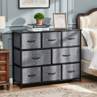 Sunvega Foldable 8-Drawer Fabric Dresser Storage Tower with Steel Frame for Bedroom