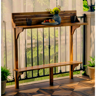 Sunvega Acacia Wood Balcony Bar Table with 48 Inch Unextended Length