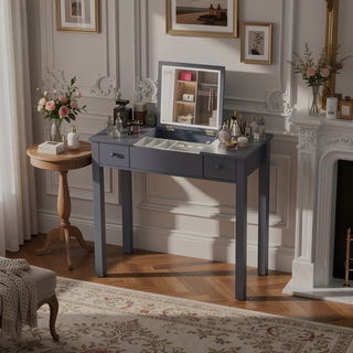 Sunvega 3-Level Adjustable Lighting Flip-Top Mirror Vanity Desk with Storage Drawers