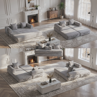 Sunvega Foldable Compressible Sofa with Metal Frame and Cushions for Small Spaces