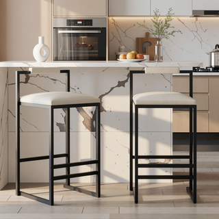 Sunvega Set of 2 Modern Paper Rope Woven Counter Height Dining Chairs with Back