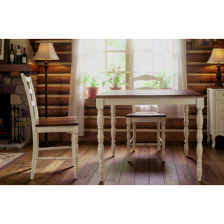 Sunvega 5 Piece Counter-Height Dining Set with Oak Top Table and 4 Ladder Back Chairs