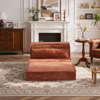 Sunvega Convertible Modular Sectional Mahjong Sofa Bed with Ottoman in Circle Fleece Fabric
