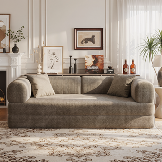 Sunvega Modular Sectional Sofa Bed with Pillow Back Support Armrest in Corduroy Fabric