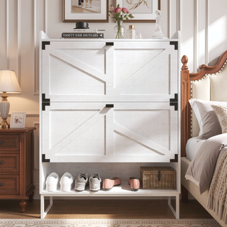 Sunvega 6-Tier Shoe Cabinet with Adjustable Shelves and Swinging Doors for Entryway