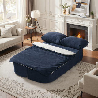 Sunvega Modern Folding Futon Floor Sofa Bed Couch with Silk Wool Cushion Blanket