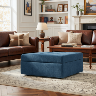 Sunvega Contemporary Tufted Waffle Stitch Storage Ottoman with Rolling Casters