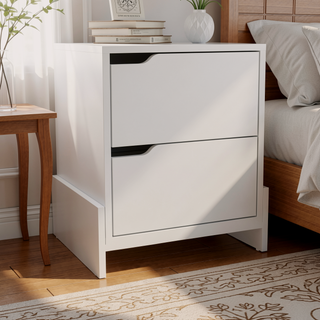 Sunvega Classic White Nightstand with Spacious Drawer and Open Shelf for Bedroom