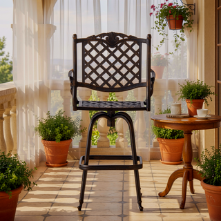 Sunvega Traditional Swivel Aluminum Bar Stool with Diamond Lattice Design