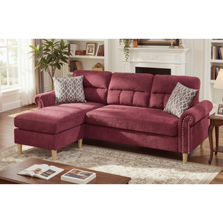 Sunvega Reversible Velvet Sectional Sofa Set with Two Accent Pillows