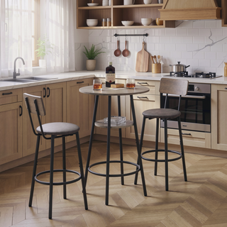 Sunvega 35.43'' H Grey Upholstered Bar Stool with Backrest and Shelf