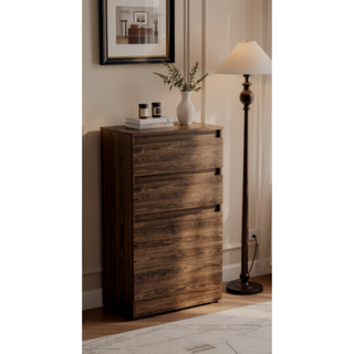 Sunvega Dark Walnut Dresser with Mirror Jewelry Box and Two Drawers