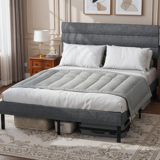 Sunvega Full Size Upholstered Platform Bed Frame With Headboard and 14'' Storage