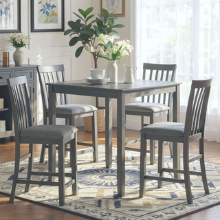 Sunvega Walnut Square Wood Dining Table for Kitchen with Counter Height and Tapered Legs