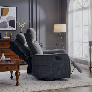 Sunvega Fabric Swivel Rocker Recliner Chair with Massage and Lumbar Heat for Living Room