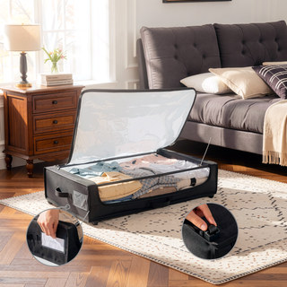 Sunvega Under-Bed Rolling Storage Container Set with Clear Zippered Cover and Smooth-Glide Wheels