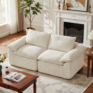 Sunvega Modern Corduroy Cloud Sofa with Comfortable High-Density Sponge for Living Room