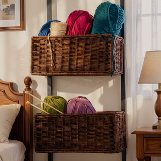 Sunvega Over-The-Door 3-Tier Woven Basket Storage Unit for Craft Room