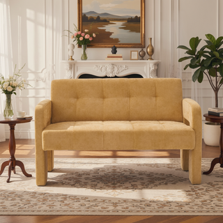 Sunvega Nordic Modern Upholstered Sofa with Dual Armrests for Living Room and Bedroom