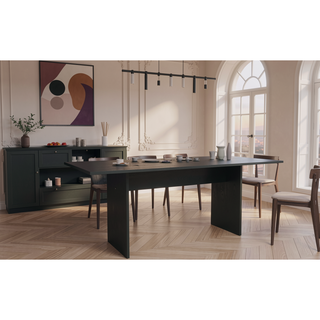 Sunvega Modern Rustic Style Dining Table with Wood-Grain Details for 6