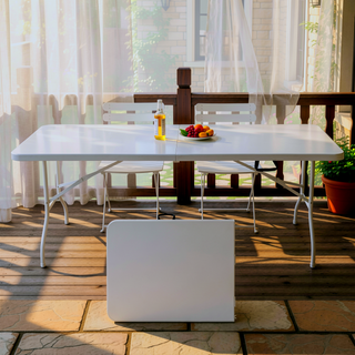 Sunvega 6ft Portable Folding Plastic Table with Waterproof Tabletop and Carry Handle
