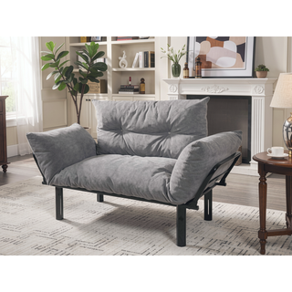Sunvega Blue Small Space Saver Love Seat Couch with Arms for Living Room