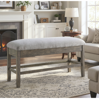 Sunvega Driftwood Finish Hardwood Solids Storage Counter Bench with Lift-Top