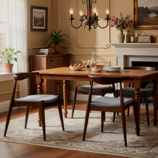 Sunvega Set of 2 Rubberwood Dining Chairs with Ergonomic Backrest and Plush Comfort Cushions