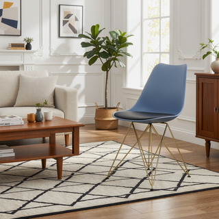 Sunvega Modern Dining Chairs with Golden Steel Legs and Plastic Seat Set of 4 Grey