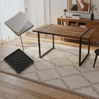 Sunvega Modern Industrial Dining Table with MDF Wood Top and Metal Legs for 4-6 People