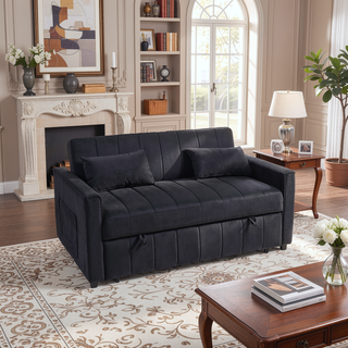 Sunvega Velvet 3-in-1 Sleeper Sofa Bed with Adjustable Backrest and Storage Pockets