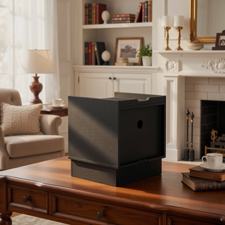 Sunvega Modern Brown Nightstand with Charging Station, Smart LED Lights, and Two Drawers