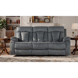 Sunvega Reclining Microfiber Sofa with Lumbar Support and Stainless Steel Base