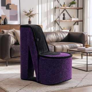 Sunvega Purple Velvet High Heel Shoe Display Jewelry Box with Hidden Storage