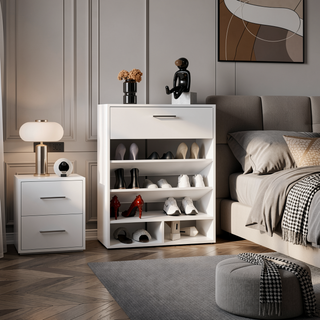 Sunvega Modern 1 Door 5 Shelves Shoe Rack with 4 Sturdy Legs for Bedroom