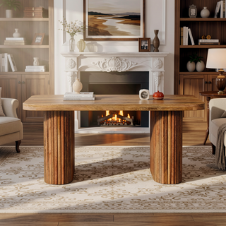 Sunvega Solid Mango Wood Soba Bench with Chunky Legs and Oak Finish