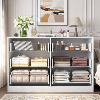 Sunvega Modern Wavy Pattern 6-Drawer Dresser with Ample Storage for Bedroom