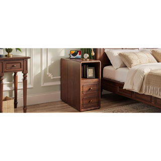 Sunvega End Table with Drawers and Outlets for Bedroom Corner Storage