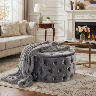 Sunvega Plush Comfortable and Durable Ottoman Footstool for Extra Seating