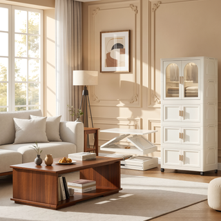Sunvega 25.59 Inch Wide Folding Wardrobe with Magnetic Door and Wheels
