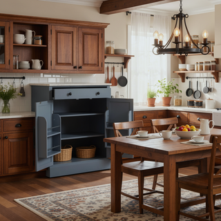 Sunvega Freestanding Kitchen Pantry Cabinet with Drawer and Adjustable Shelves