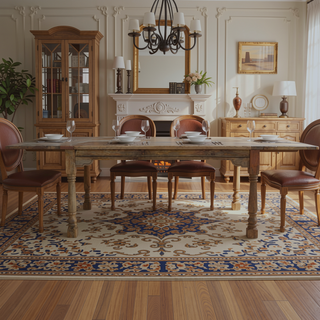 Sunvega Solid Mango Wood Granary Extension Dining Table with Hand-Turned Legs