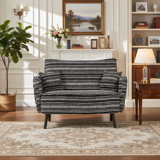 Sunvega Modern Two-Seater Sofa with Tufted Backrest and Convenient Side Storage Pockets