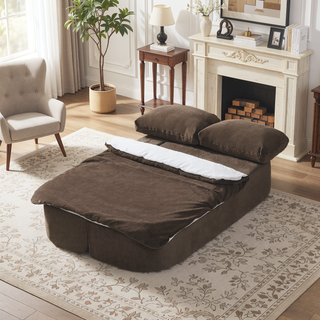 Sunvega Modern Folding Futon Floor Sofa Bed Couch with Silk Wool Cushion Blanket