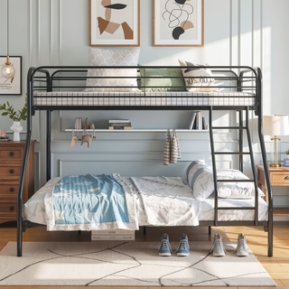 Sunvega Heavy Duty Twin Over Full Metal Bunk Bed with Enhanced Guardrail and Inclined Ladder