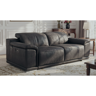 Sunvega Top Grain Italian Leather Power Reclining Sofa with USB Charger