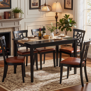 Sunvega Black Contemporary Gathering Height Table for Dining Room and Kitchen