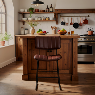 Sunvega Mid-Century Modern Counter Stool with Metal Frame and Shaped Seat