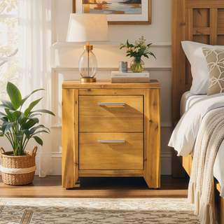 Sunvega Compact Nightstand with Smooth Glide and Mortise Tenon Joinery