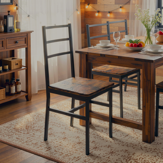 Sunvega Industrial Style Five-Piece Table and Chair Set with Backrest for Various Scenarios